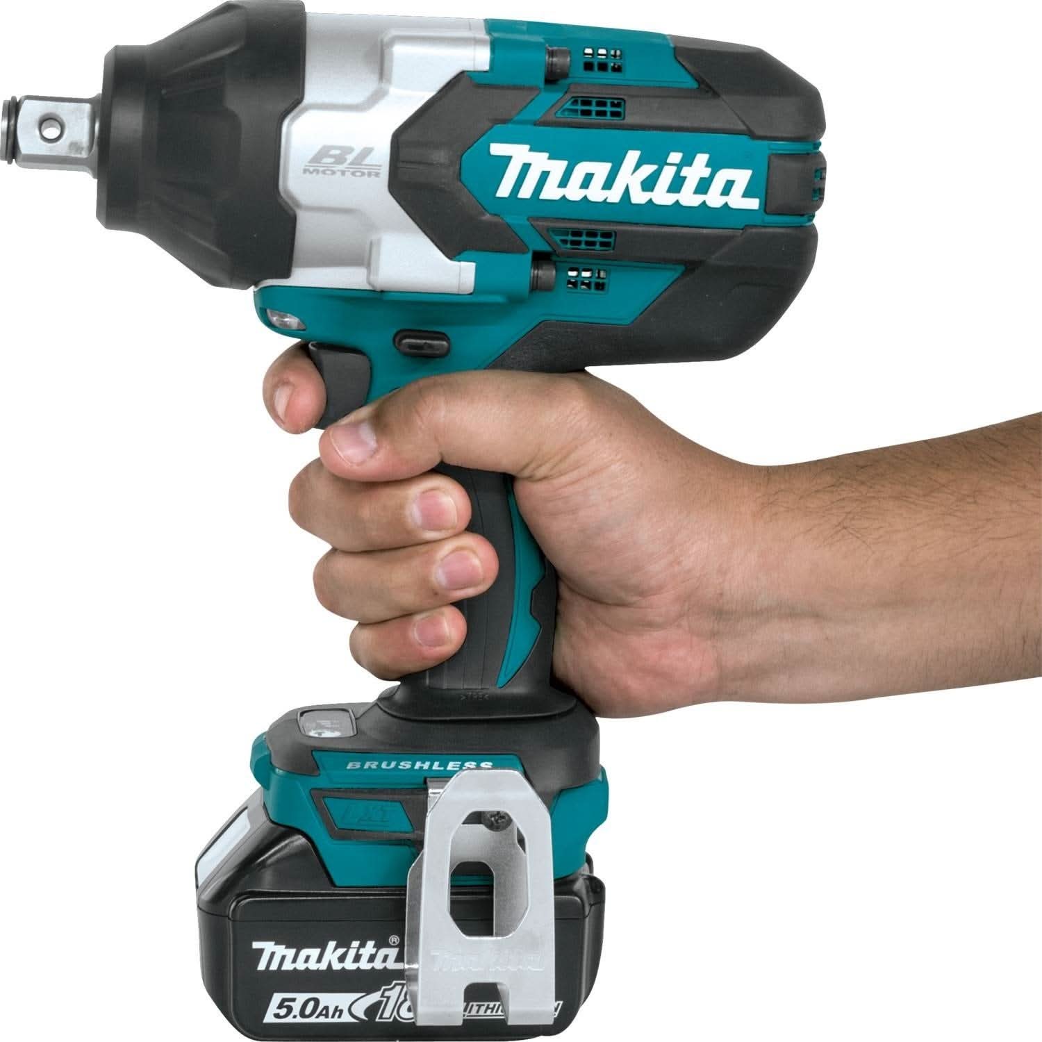 Makita XWT07T 18V LXT Lithium-Ion Brushless Cordless High-Torque 3/4" Sq. Drive Impact Wrench Kit w/ Friction Ring Anvil (5.0Ah)