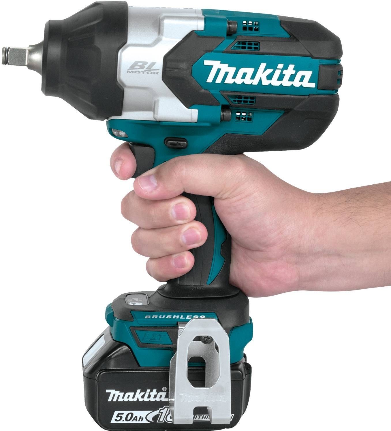 Makita XWT08T 18V LXT Lithium-Ion Brushless Cordless High-Torque 1/2" Sq. Drive Impact Wrench Kit w/ Friction Ring Anvil (5.0Ah)