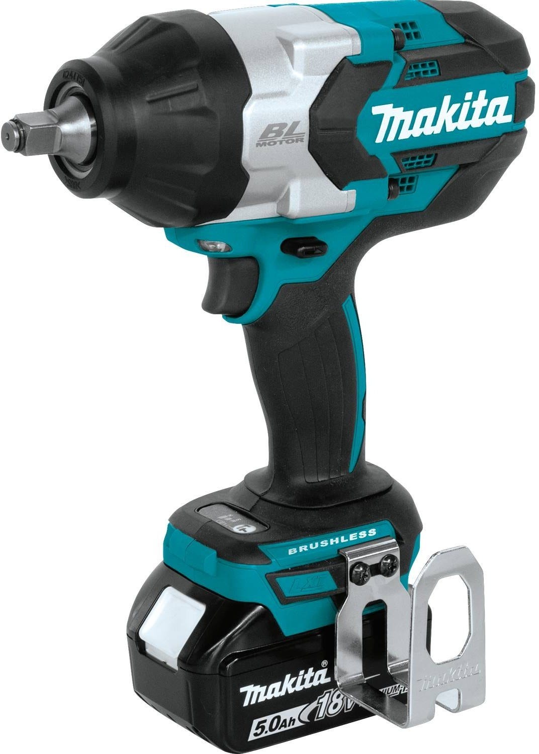 Makita XWT08T 18V LXT Lithium-Ion Brushless Cordless High-Torque 1/2" Sq. Drive Impact Wrench Kit w/ Friction Ring Anvil (5.0Ah)