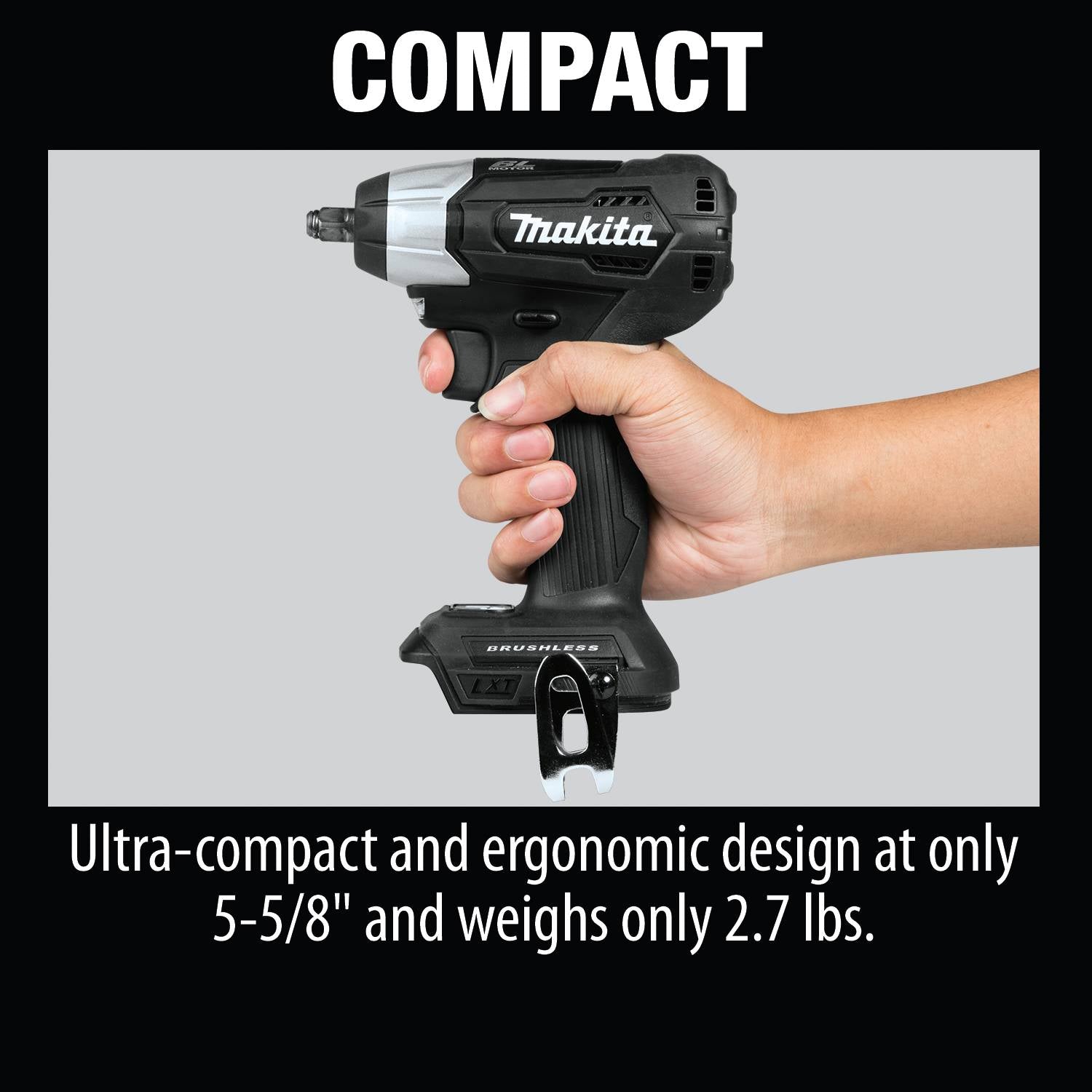 Makita XWT12ZB 18V LXT Lithium-Ion Sub-Compact Brushless Cordless 3/8" Sq. Drive Impact Wrench, Tool Only