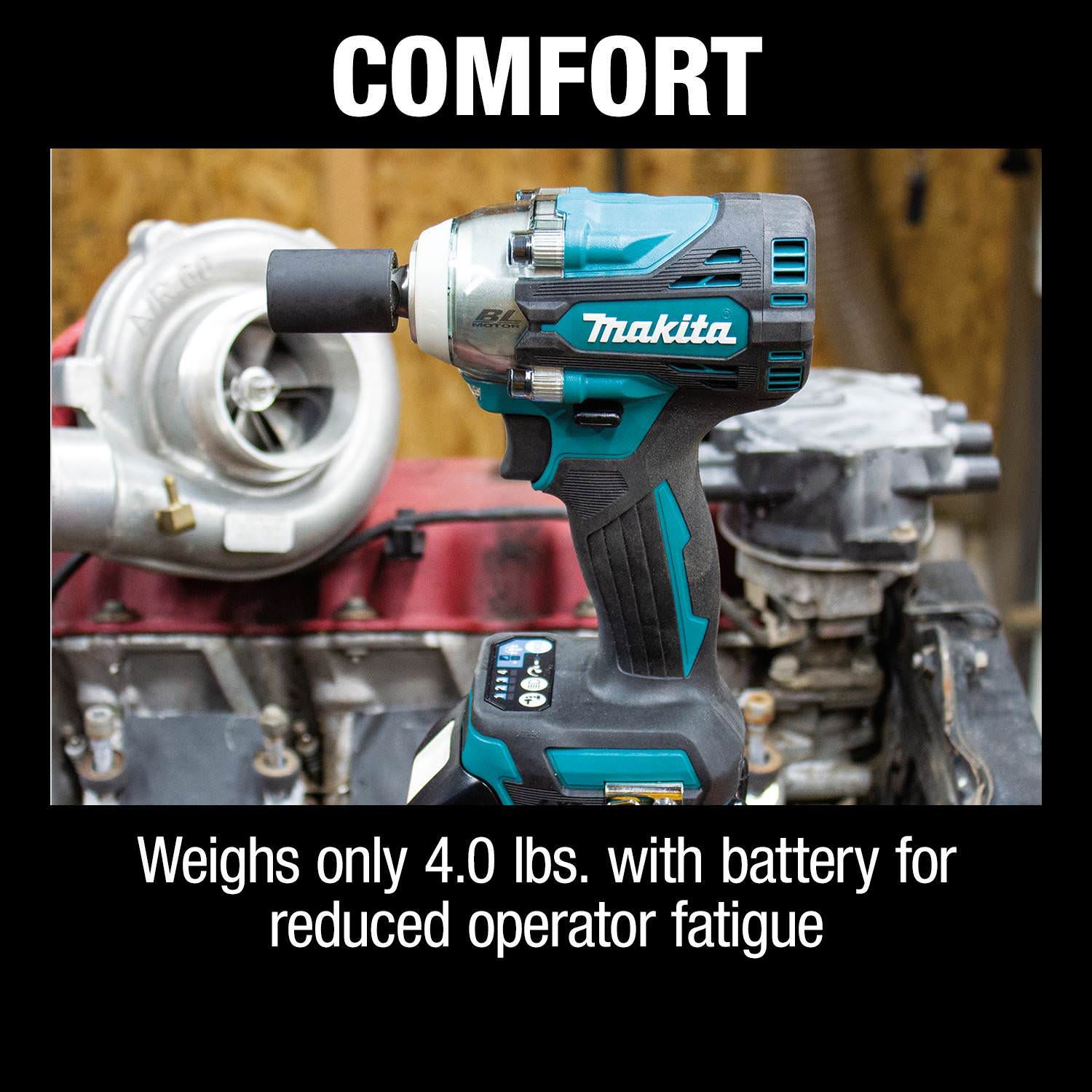 Makita XWT14T 18V LXT Lithium-Ion Brushless Cordless 4-Speed 1/2" Sq. Drive Impact Wrench Kit w/ Friction Ring Anvil (5.0Ah)