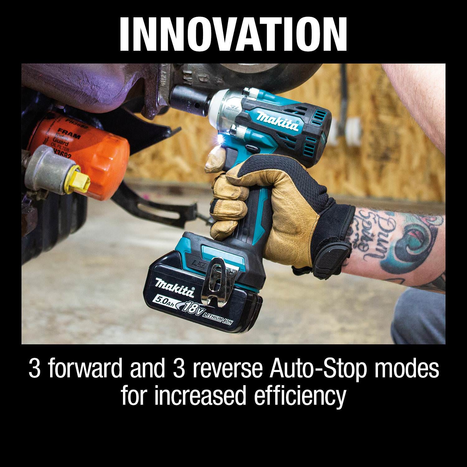 Makita XWT14T 18V LXT Lithium-Ion Brushless Cordless 4-Speed 1/2" Sq. Drive Impact Wrench Kit w/ Friction Ring Anvil (5.0Ah)