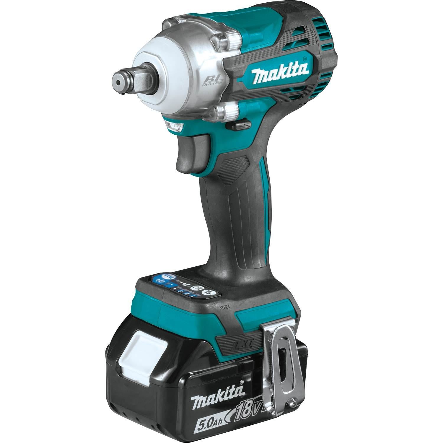 Makita XWT14T 18V LXT Lithium-Ion Brushless Cordless 4-Speed 1/2" Sq. Drive Impact Wrench Kit w/ Friction Ring Anvil (5.0Ah)