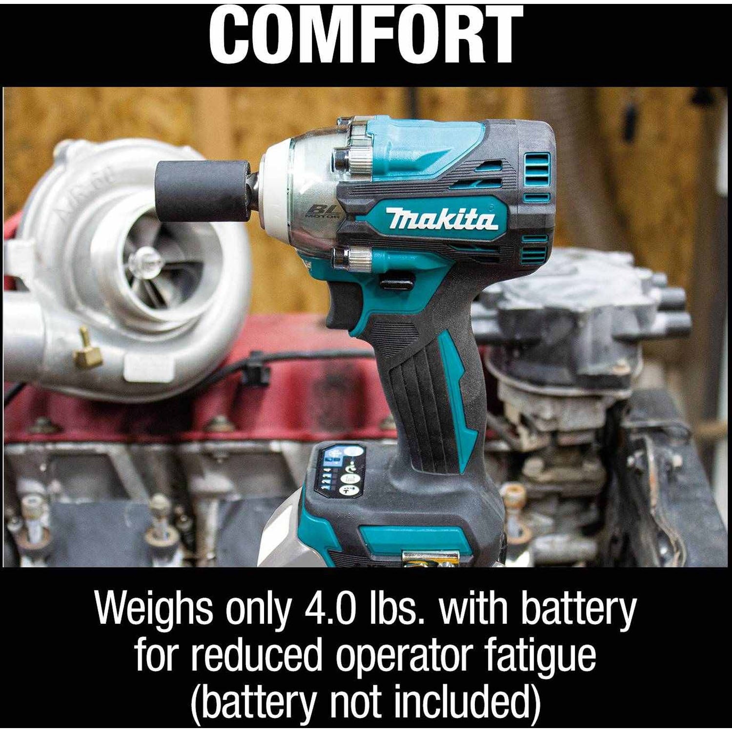 Makita XWT15Z 18V LXT Lithium-Ion Brushless Cordless 4-Speed 1/2" Sq. Drive Impact Wrench w/ Detent Anvil, Tool Only