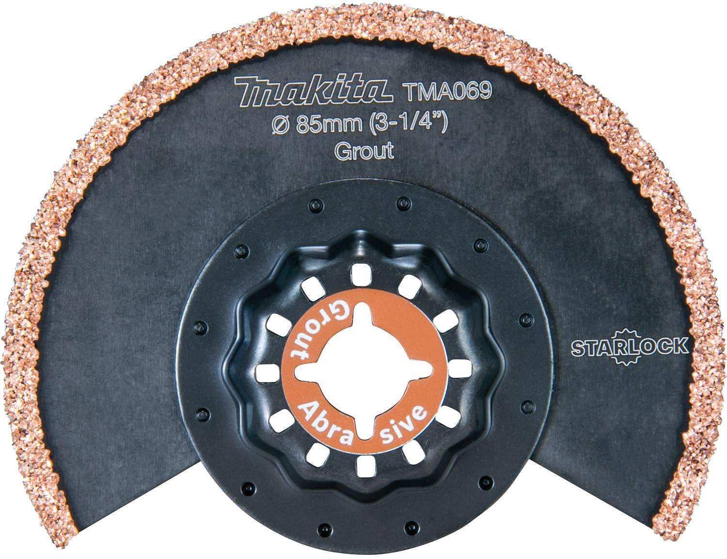 Makita B-67147 Starlock Oscillating Multi-Tool 3-1/4" Hard Metal with Tungsten Carbide Coated Rim 30 Grit Grout Removal Blade