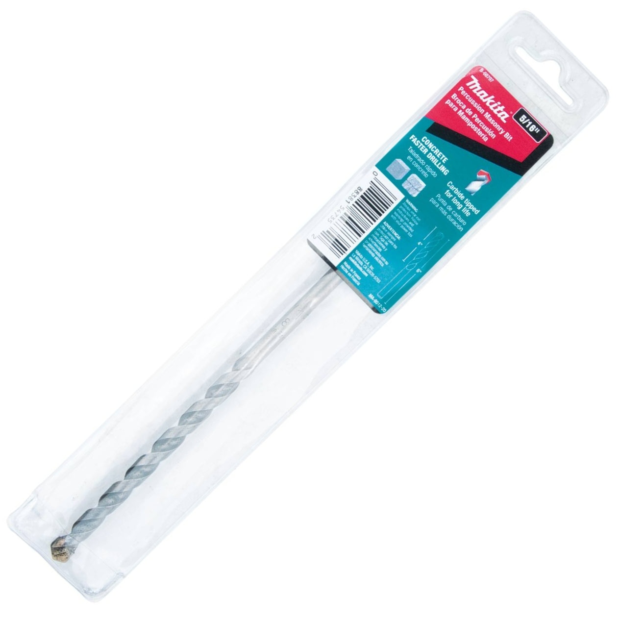 Makita B-68797 5/16" x 6" Carbide Tipped Percussion Masonry Hammer Drill Bit