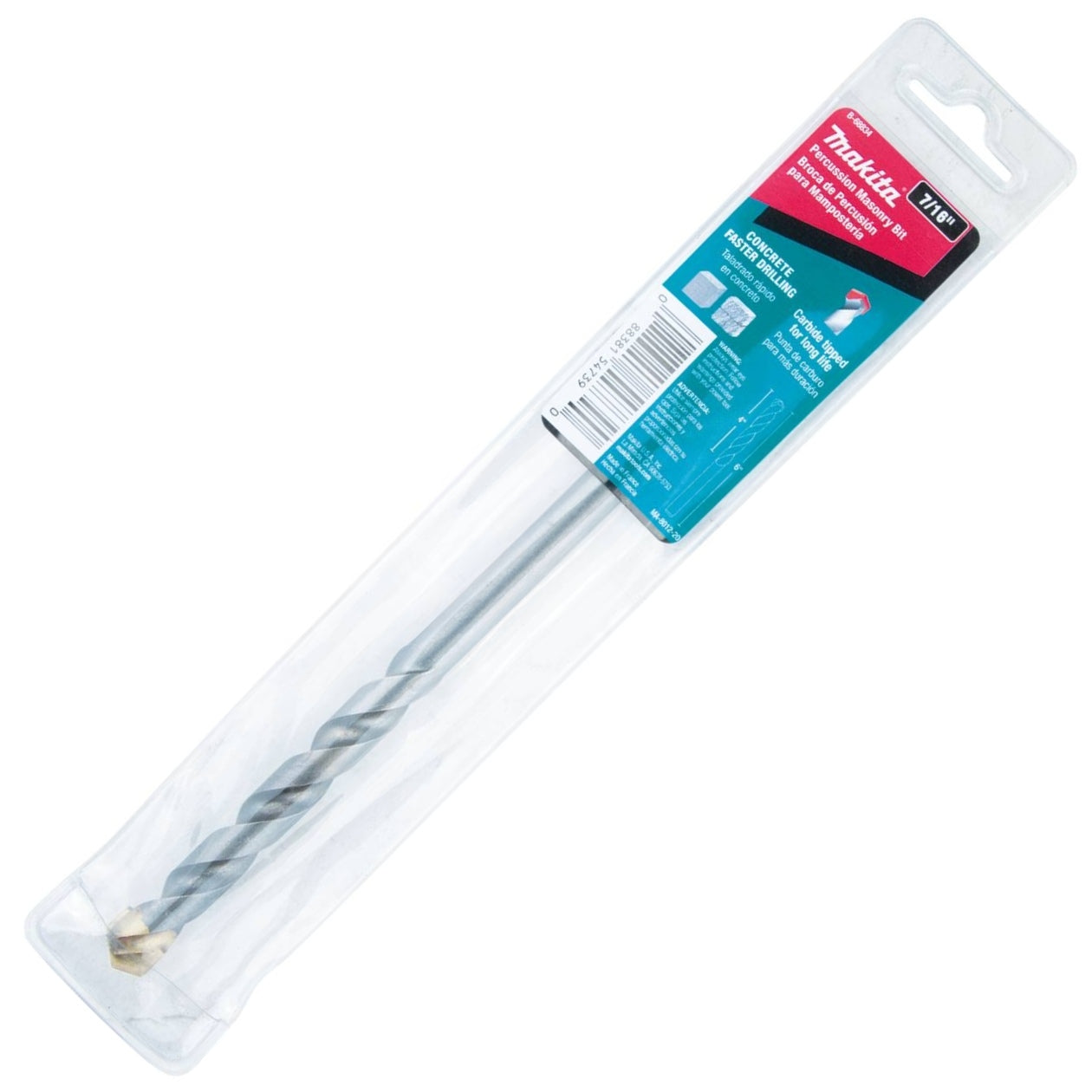 Makita B-68834 7/16" x 6" Carbide Tipped Percussion Masonry Hammer Drill Bit