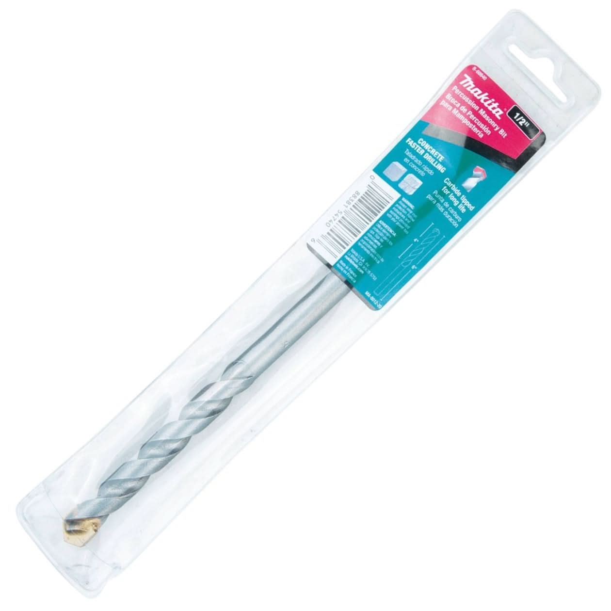 Makita B-68840 1/2" x 6" Carbide Tipped Percussion Masonry Hammer Drill Bit