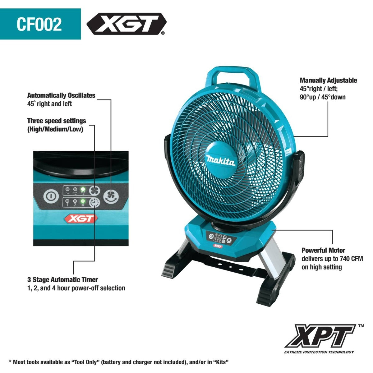 Makita PROMO CF002GZ 40V max XGTÂ® Cordless/Corded 13" Fan, Tool Only (PROMO)