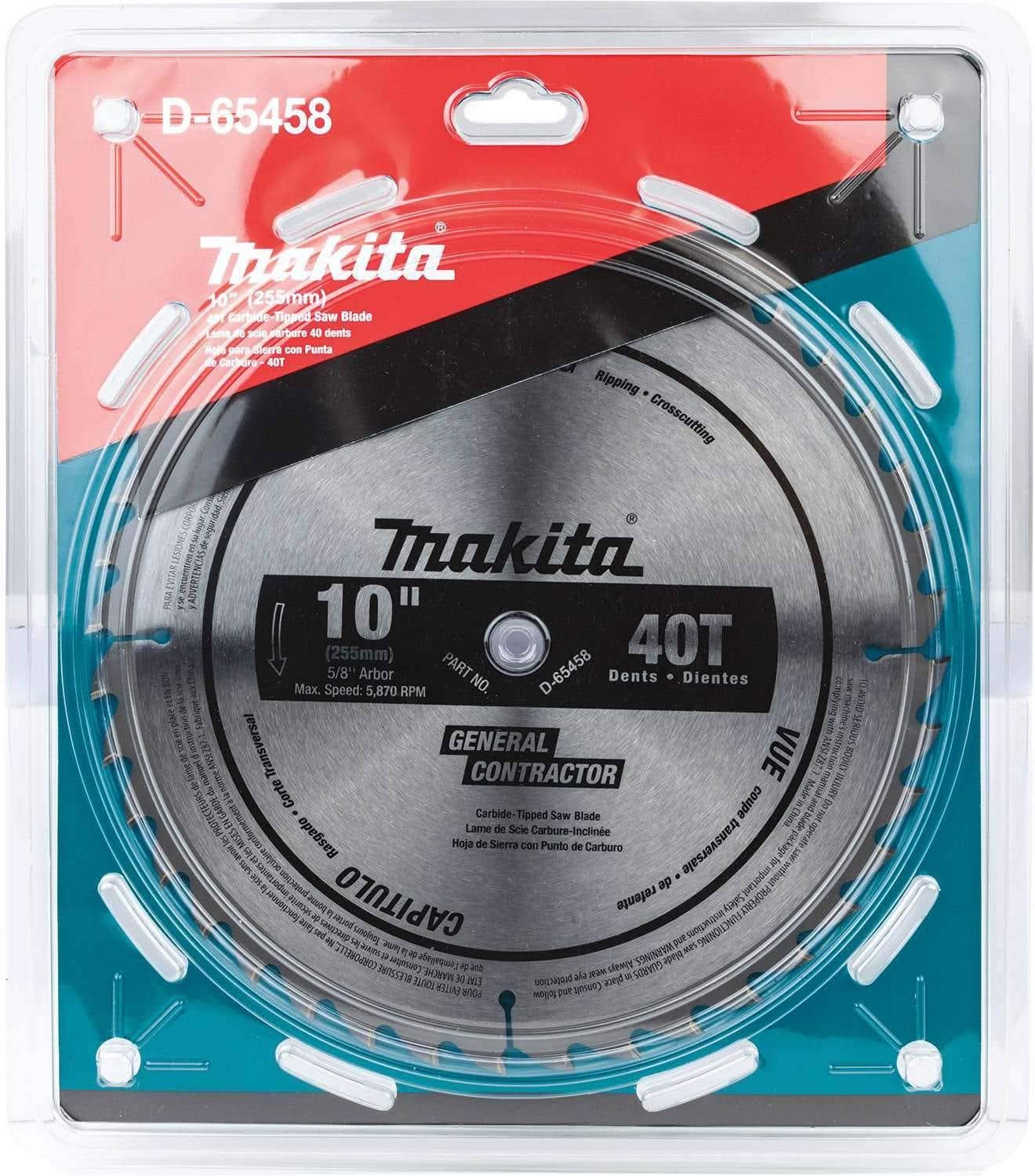 Makita D-65458 10" 40T Polished Miter Saw Blade, General Purpose