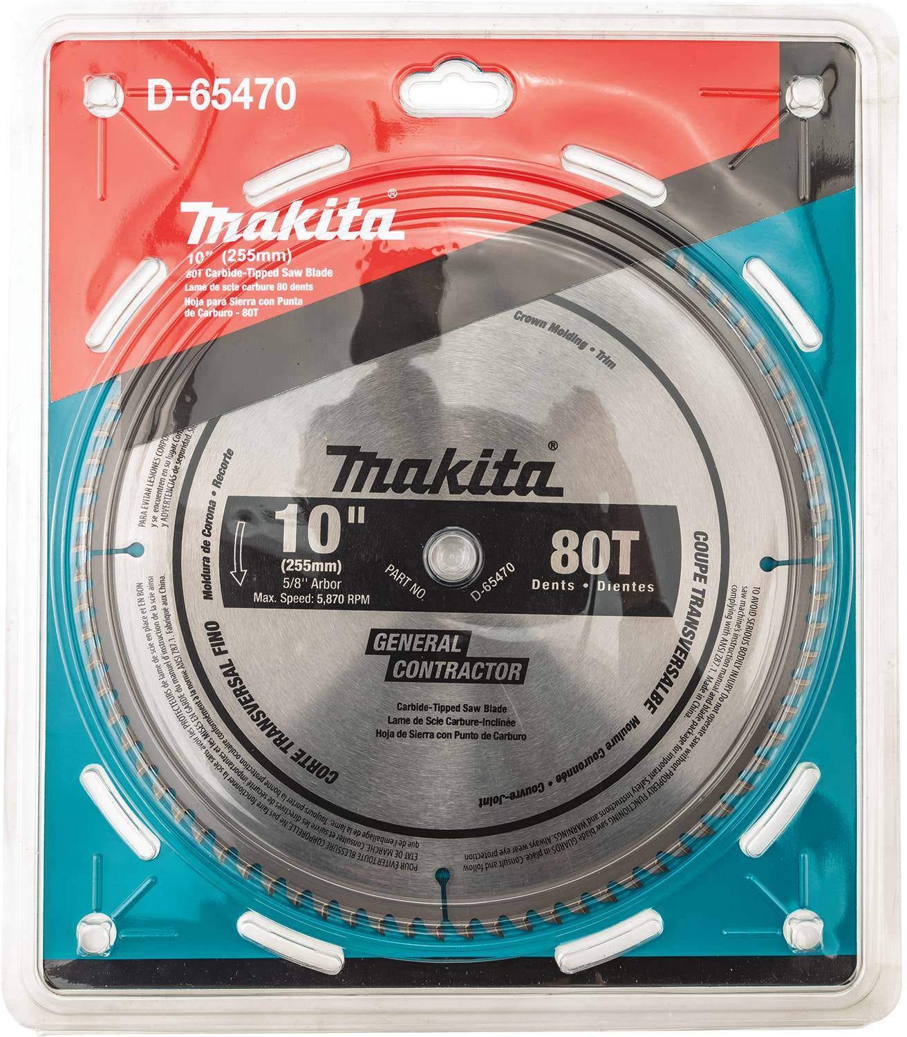 Makita D-65470 10" 80T Micro-Polished Miter Saw Blade, Fine Crosscutting