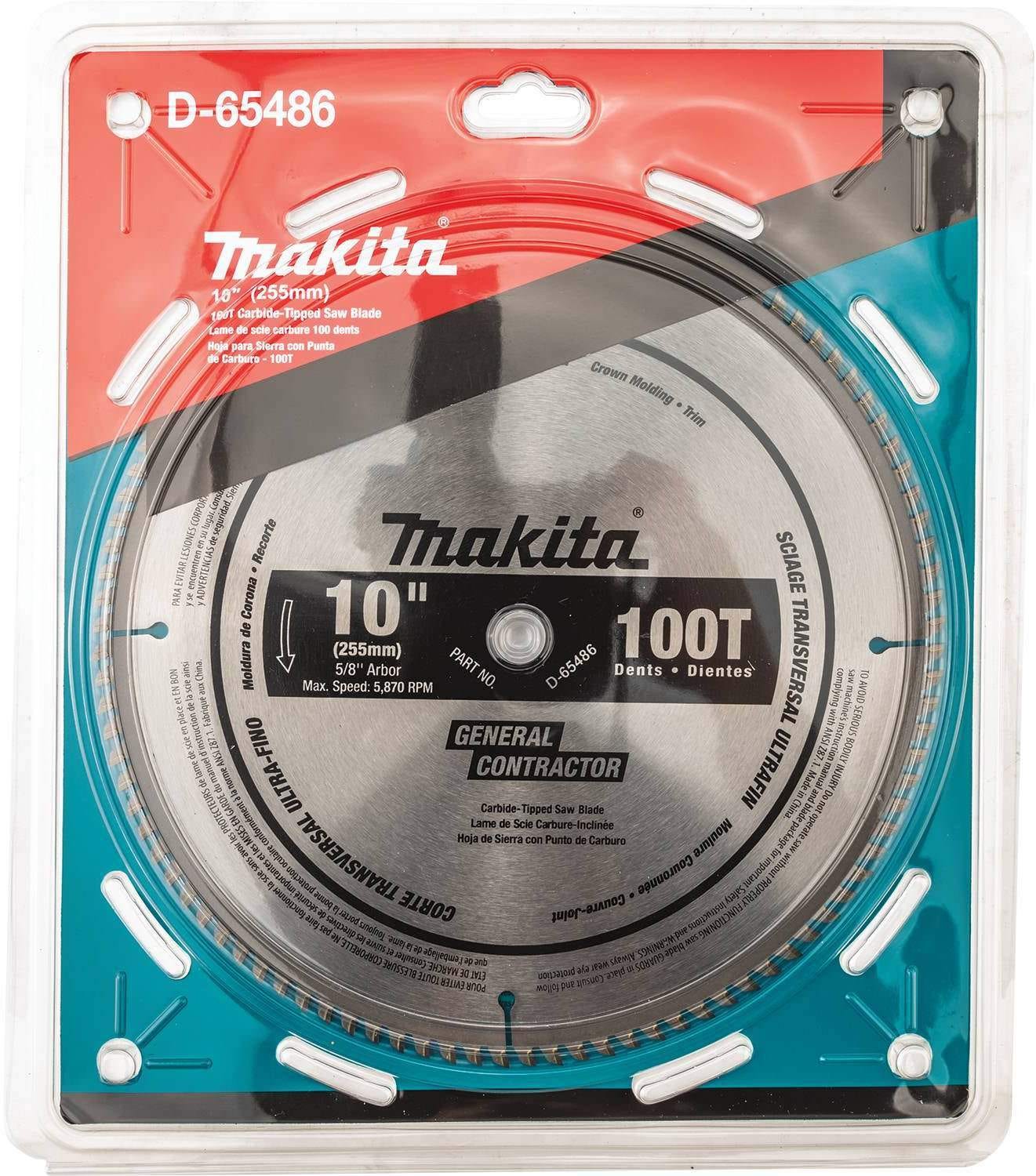 Makita D-65486 10" 100T Polished Miter Saw Blade, Ultra-Fine Crosscutting