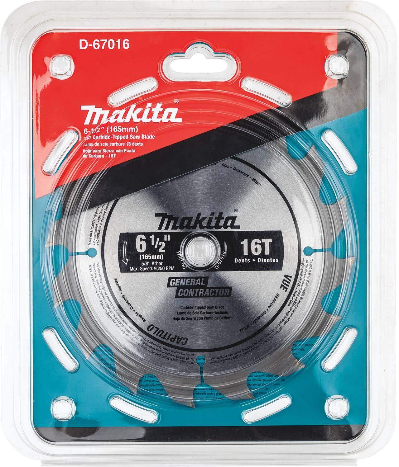 Makita D-67016 6-1/2" 16T Carbide-Tipped Circular Saw Blade, Framing