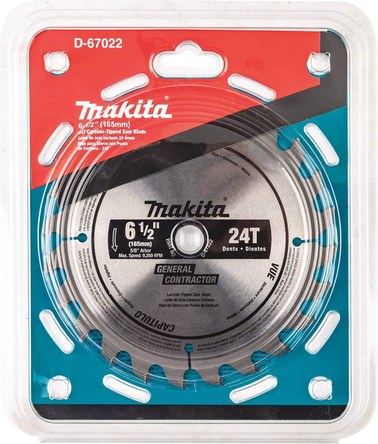 Makita D-67022 6-1/2" 24T Carbide-Tipped Circular Saw Blade, General Purpose