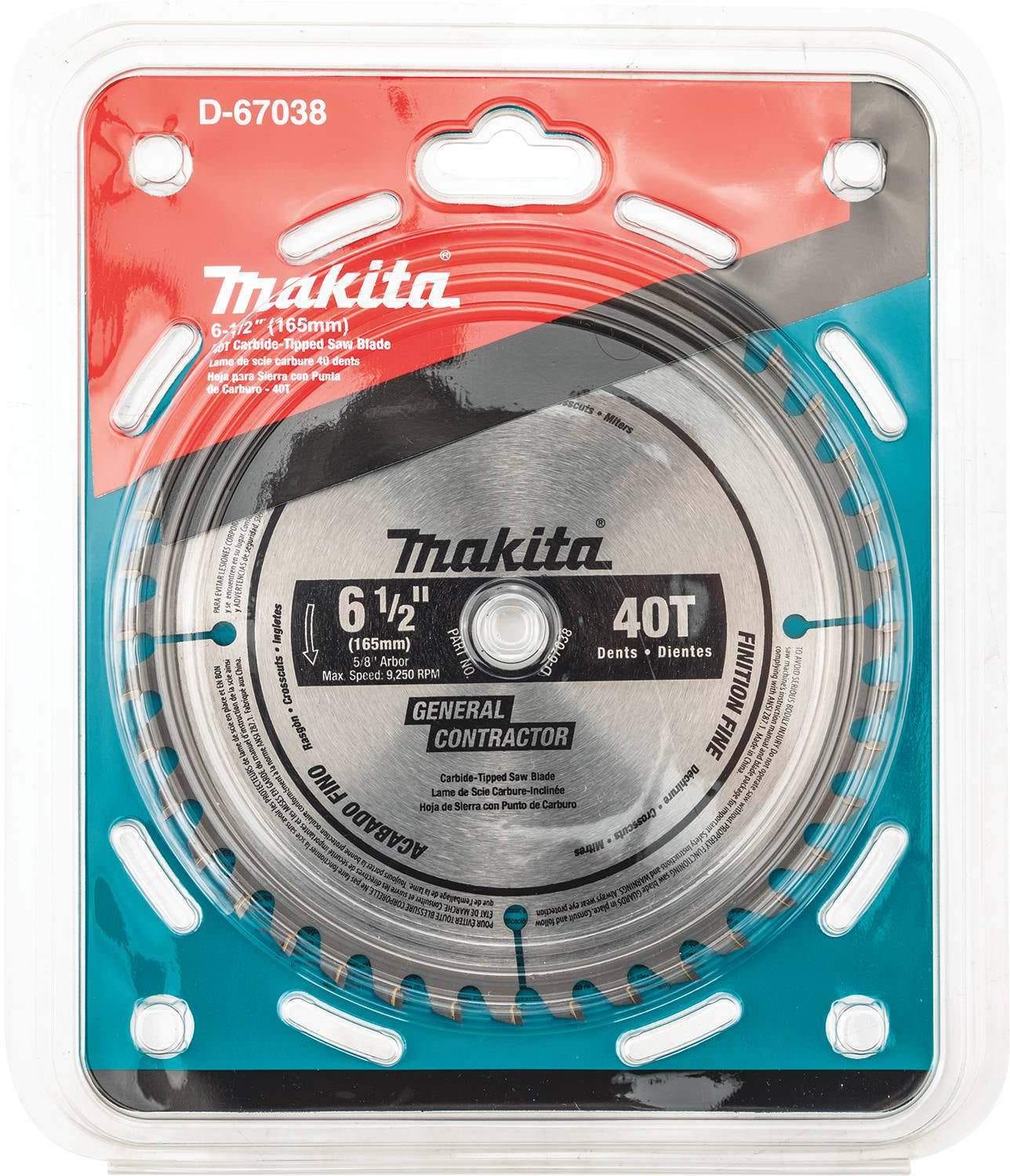 Makita D-67038 6-1/2" 40T Carbide-Tipped Circular Saw Blade, Fine Finish