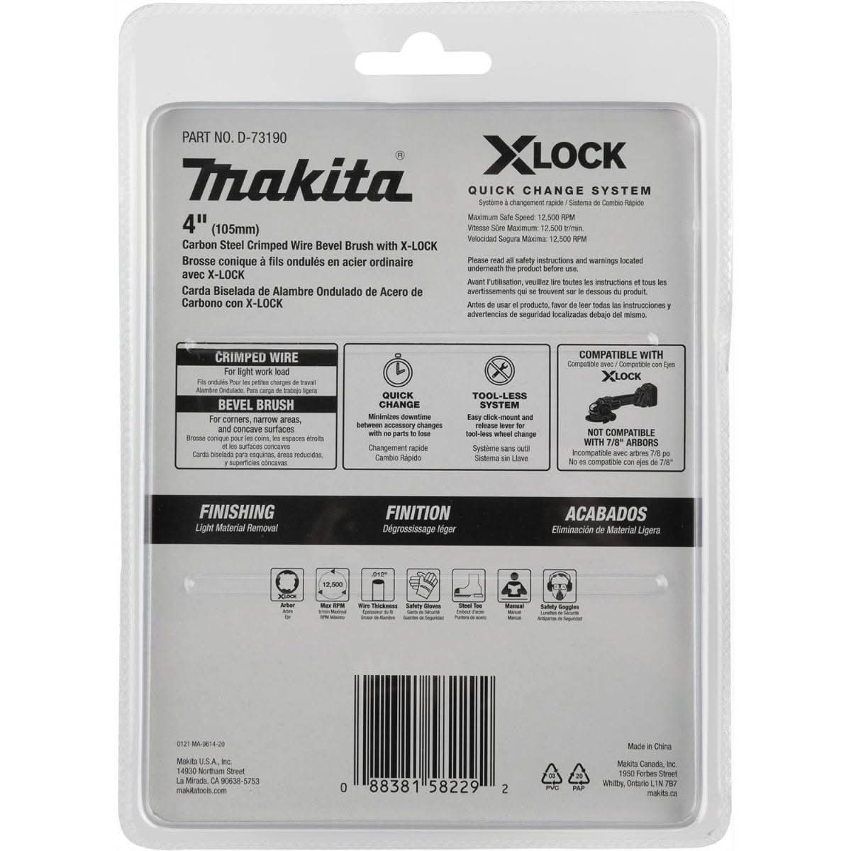 Makita D-73190 X-LOCK 4" Carbon Steel Crimped Wire Bevel Brush