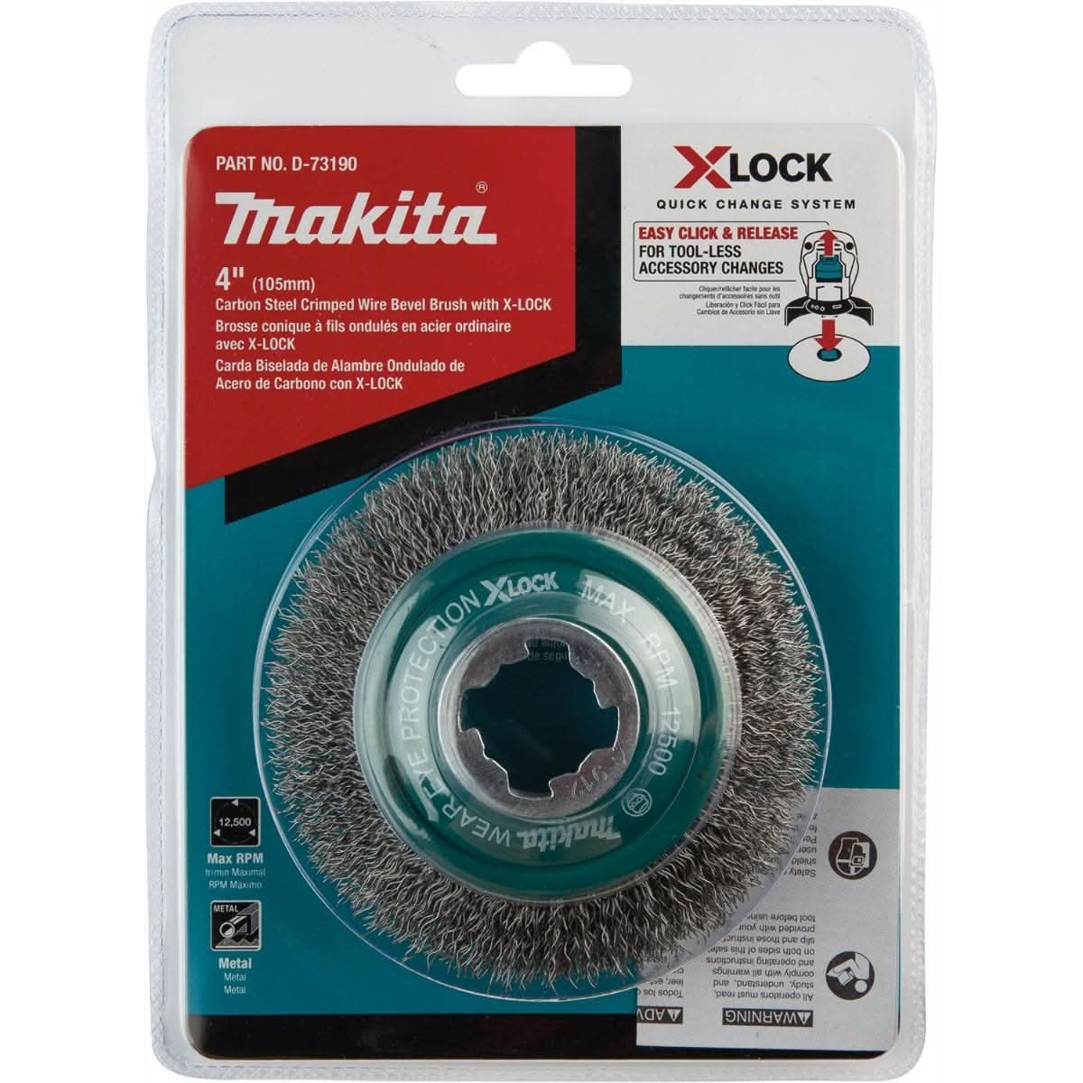 Makita D-73190 X-LOCK 4" Carbon Steel Crimped Wire Bevel Brush