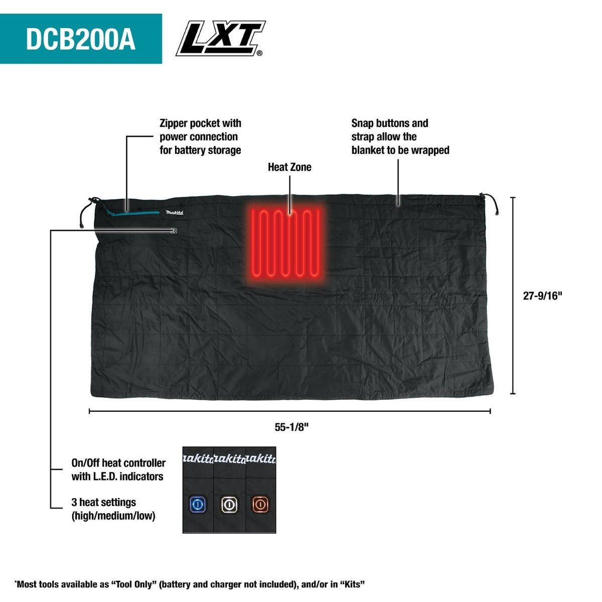 Makita PROMO DCB200A 18V LXT Lithium-Ion Cordless Heated Blanket, Blanket Only (PROMO)