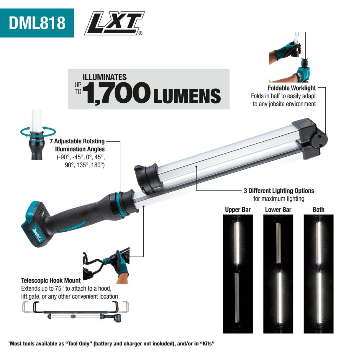 Makita DML818 18V LXT Lithium-Ion LED Underhood Work Light, Light Only