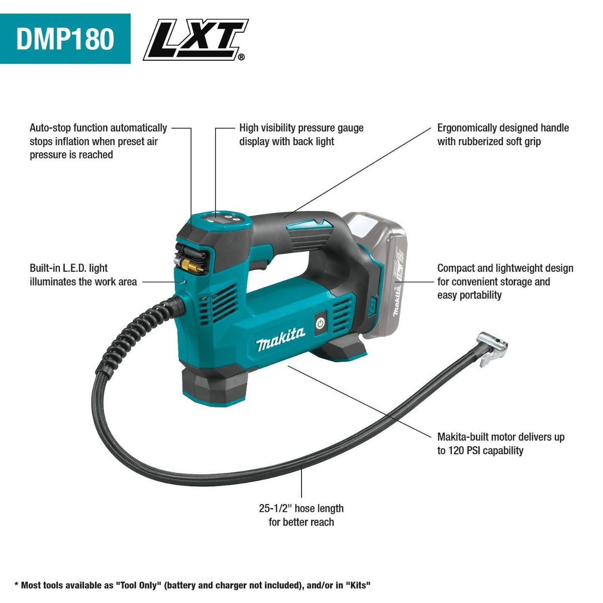 Makita DMP180SYX 18V Cordless Inflator 1.5Ah Kit