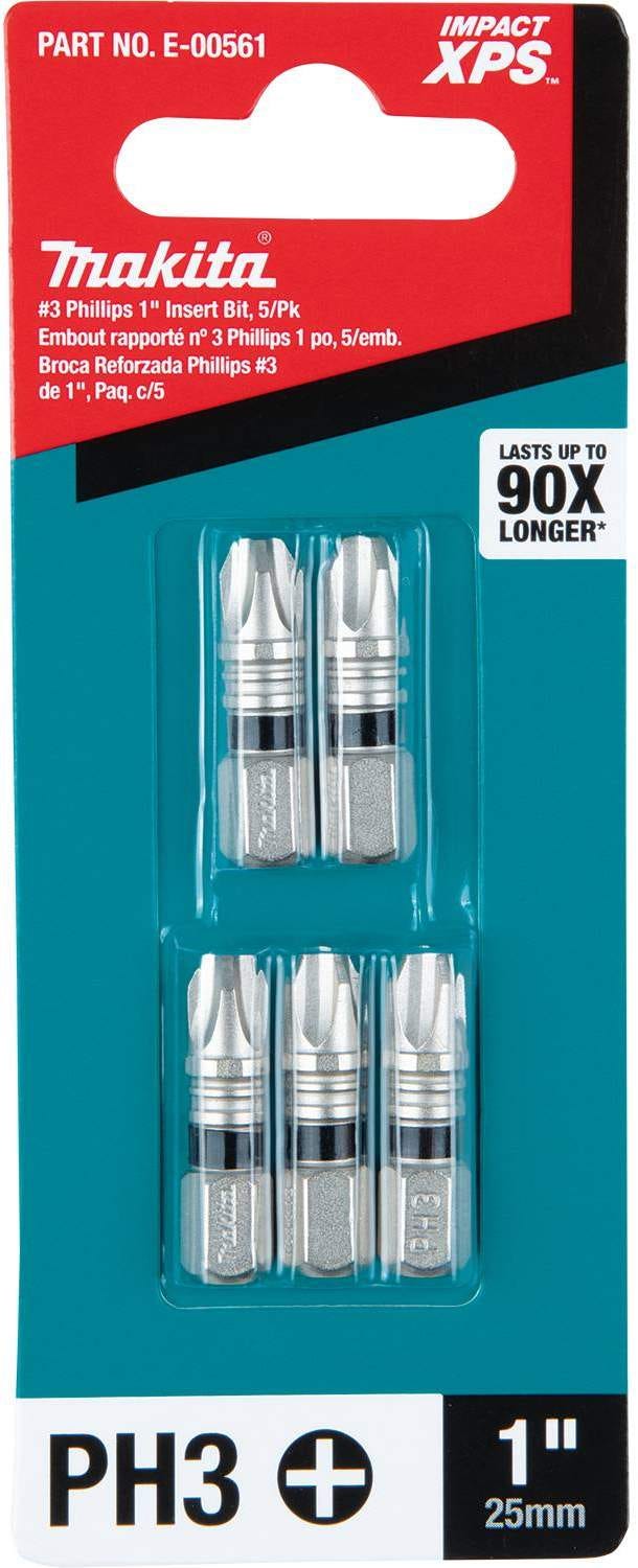 Makita E-00561 Impact XPS #3 Phillips 1" Insert Bit, 5/pk