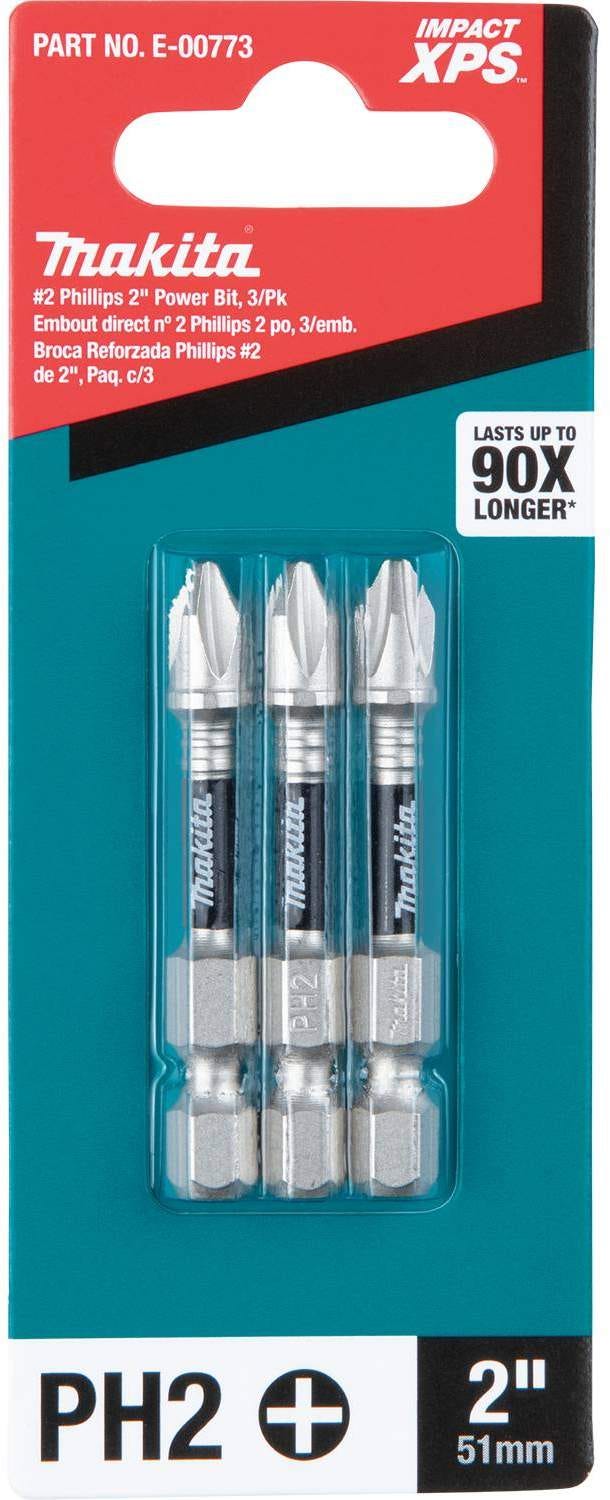 Makita E-00773 Impact XPS #2 Phillips 2" Power Bit, 3/pk