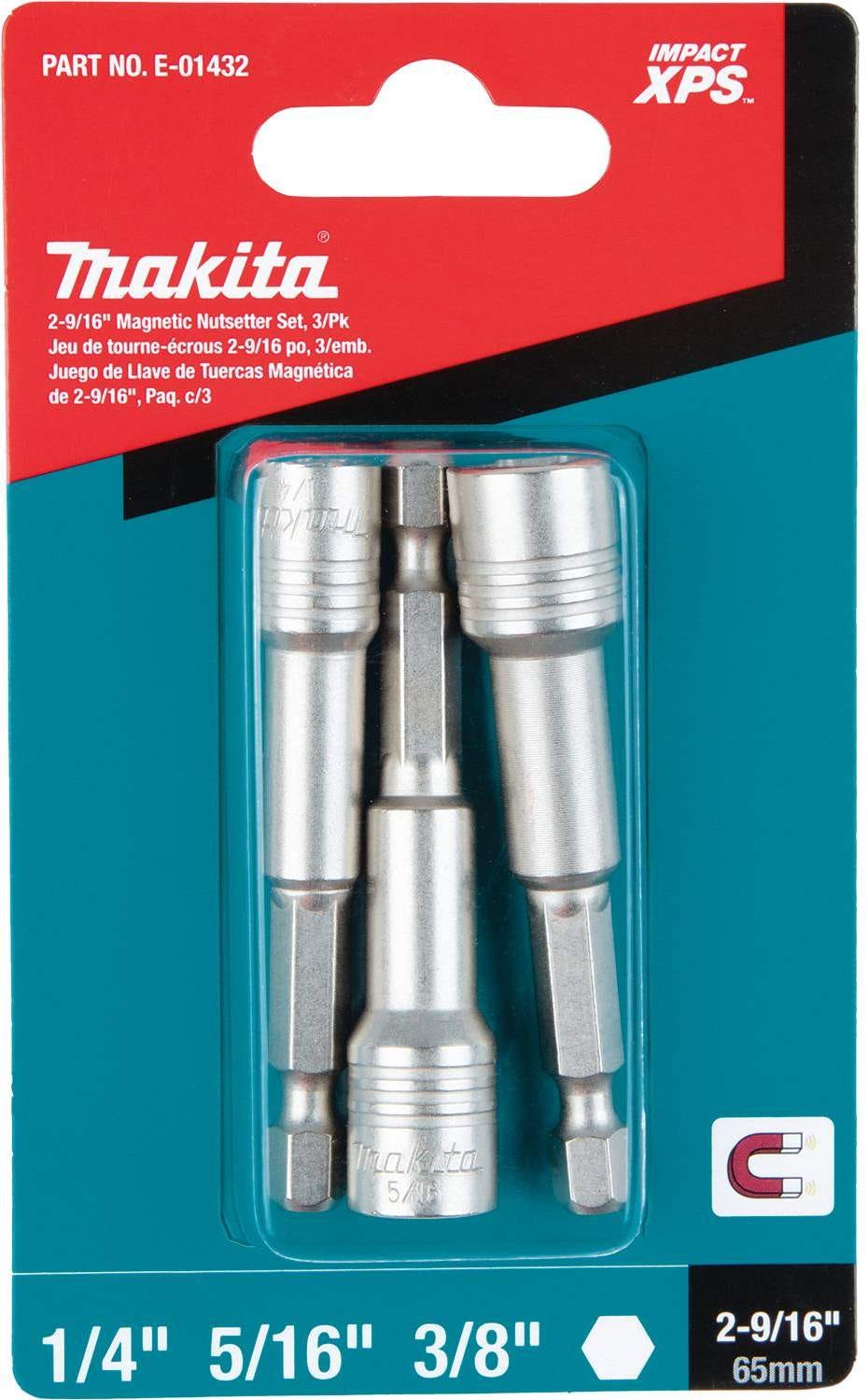 Makita E-01432 Impact XPS 3 Pc. 2-9/16" Magnetic Nutsetter Set