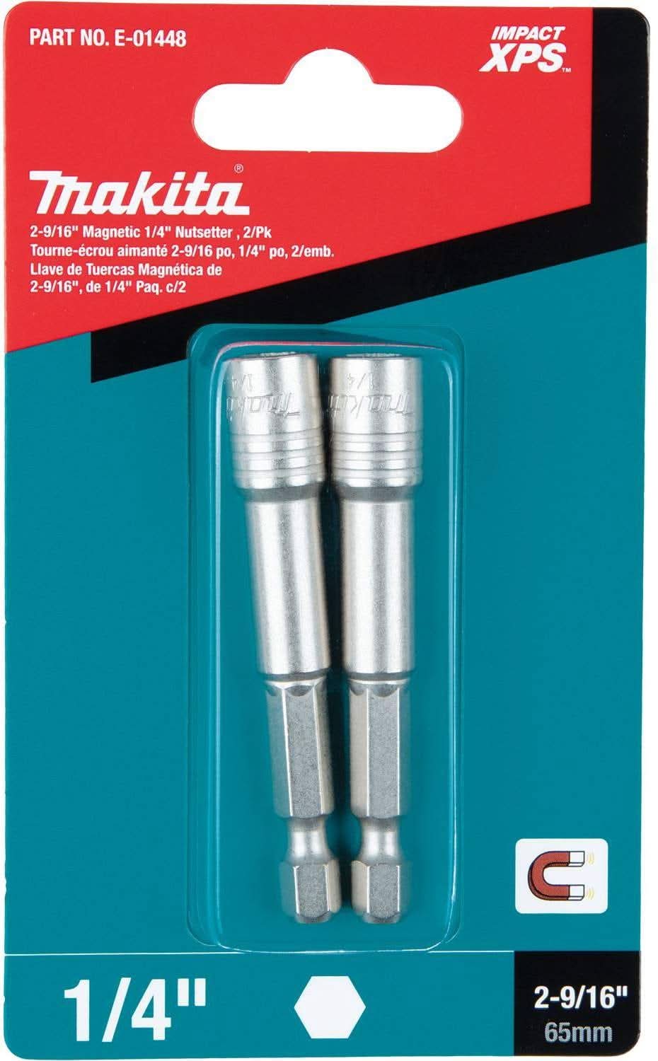 Makita E-01448 Impact XPS 2-9/16" Magnetic 1/4" Nutsetter, 2/pk