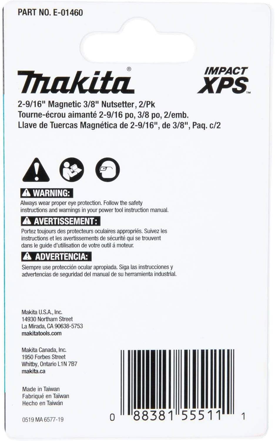 Makita E-01460 Impact XPS 2-9/16" Magnetic 3/8" Nutsetter, 2/pk
