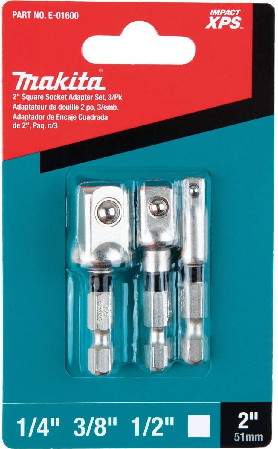 Makita E-01600 Impact XPS 3 Pc. Square 2" Socket Adapter Set