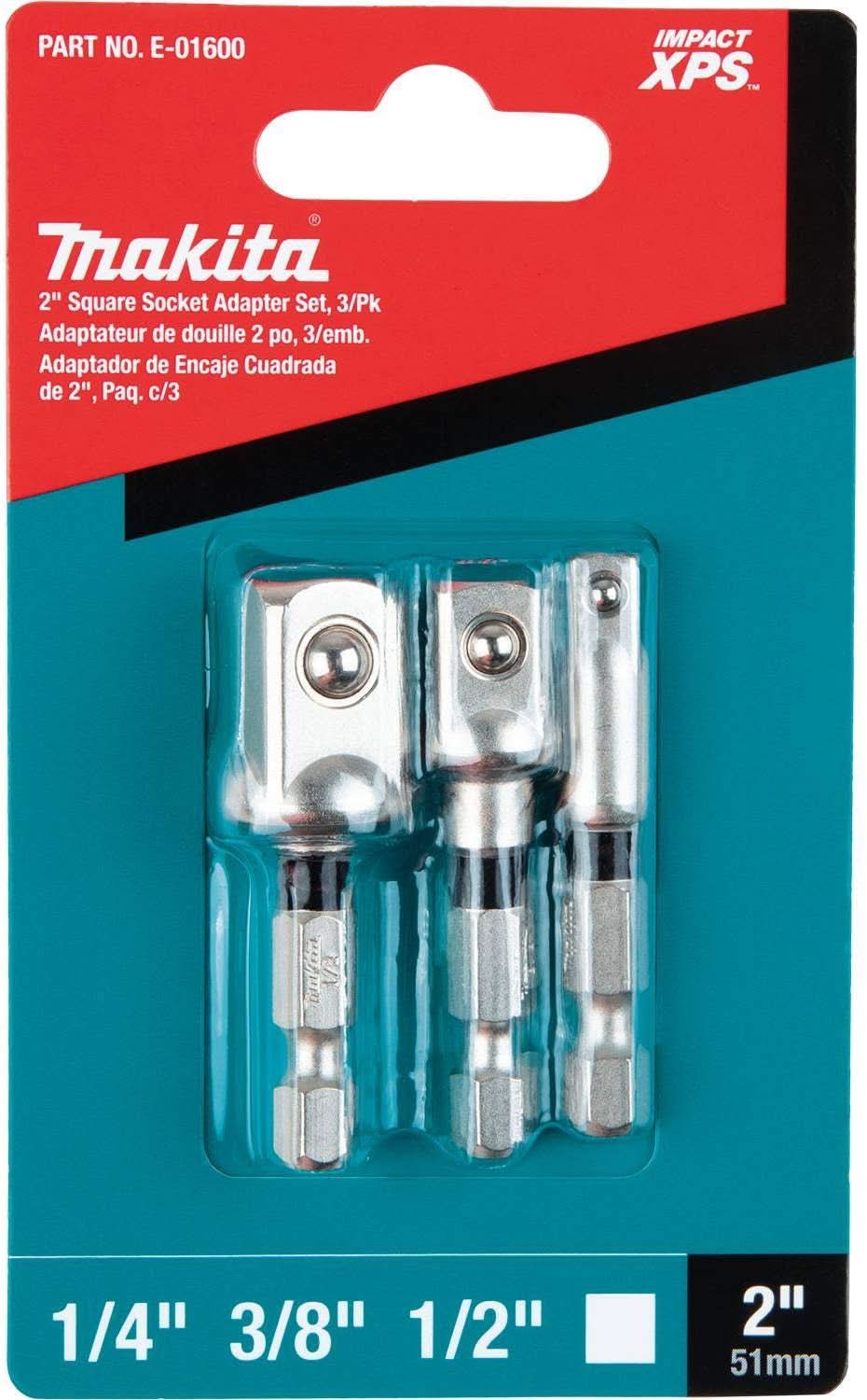 Makita E-01600 Impact XPS 3-Piece Square 2" Socket Adapter Set (PROMO)