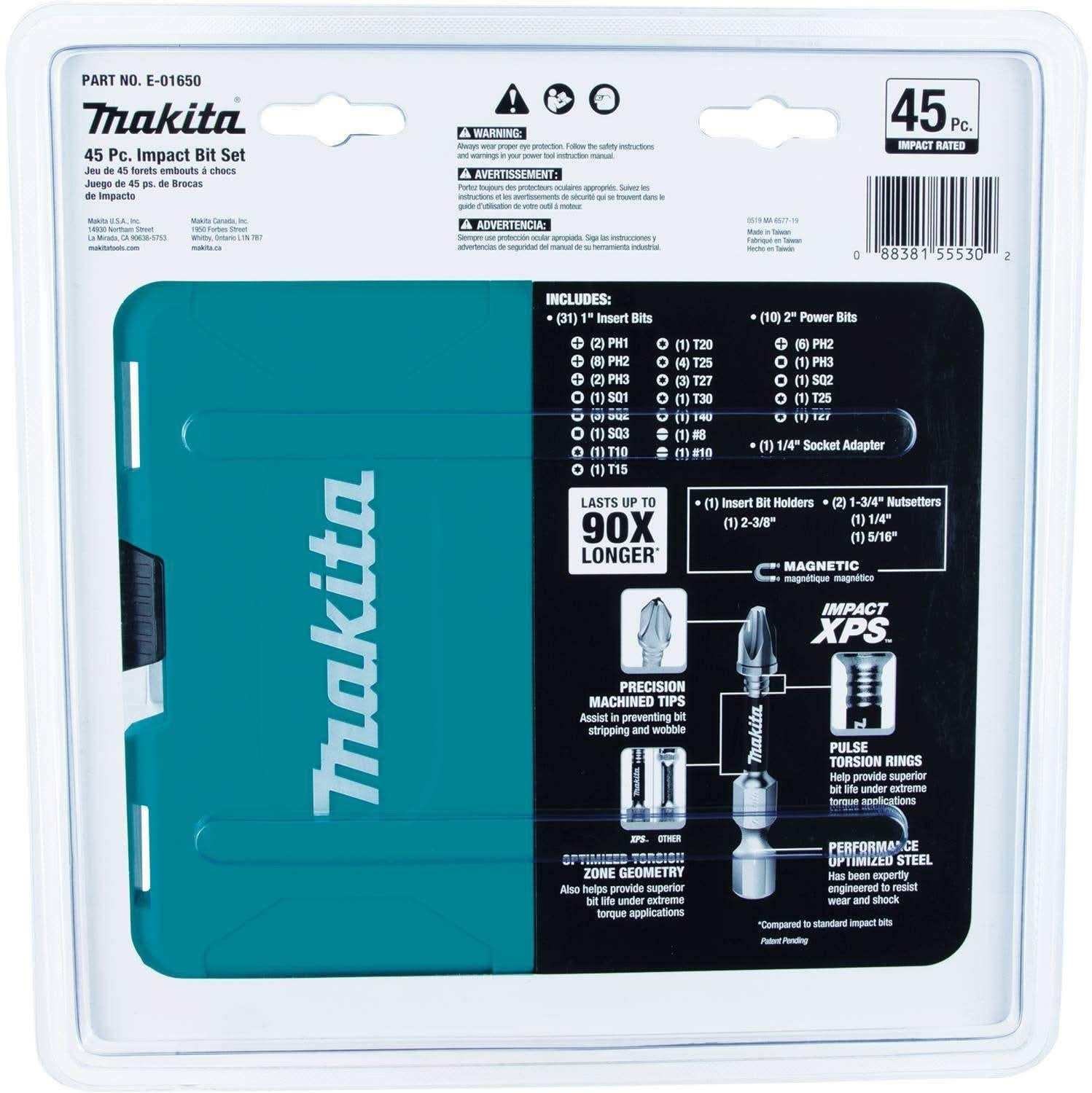 Makita E-01650 Impact XPS 45 Pc. Impact Bit Set – Tool Nut