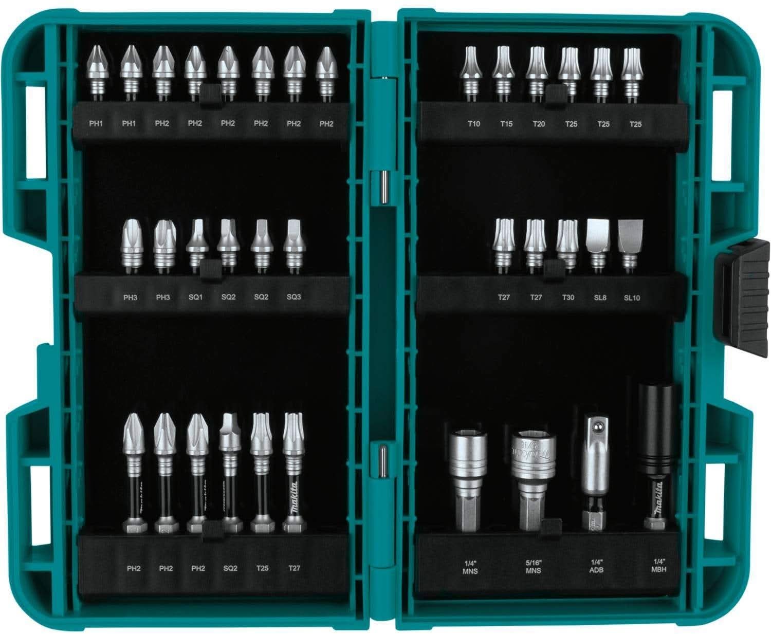 Makita Impact XPS 50 Pc. Impact Driving & Fastening Bit Set with Impact XPS 35 Pc. Impact Bit Set & Impact XPS 3 Pc. Square 2" Socket Adapter Set