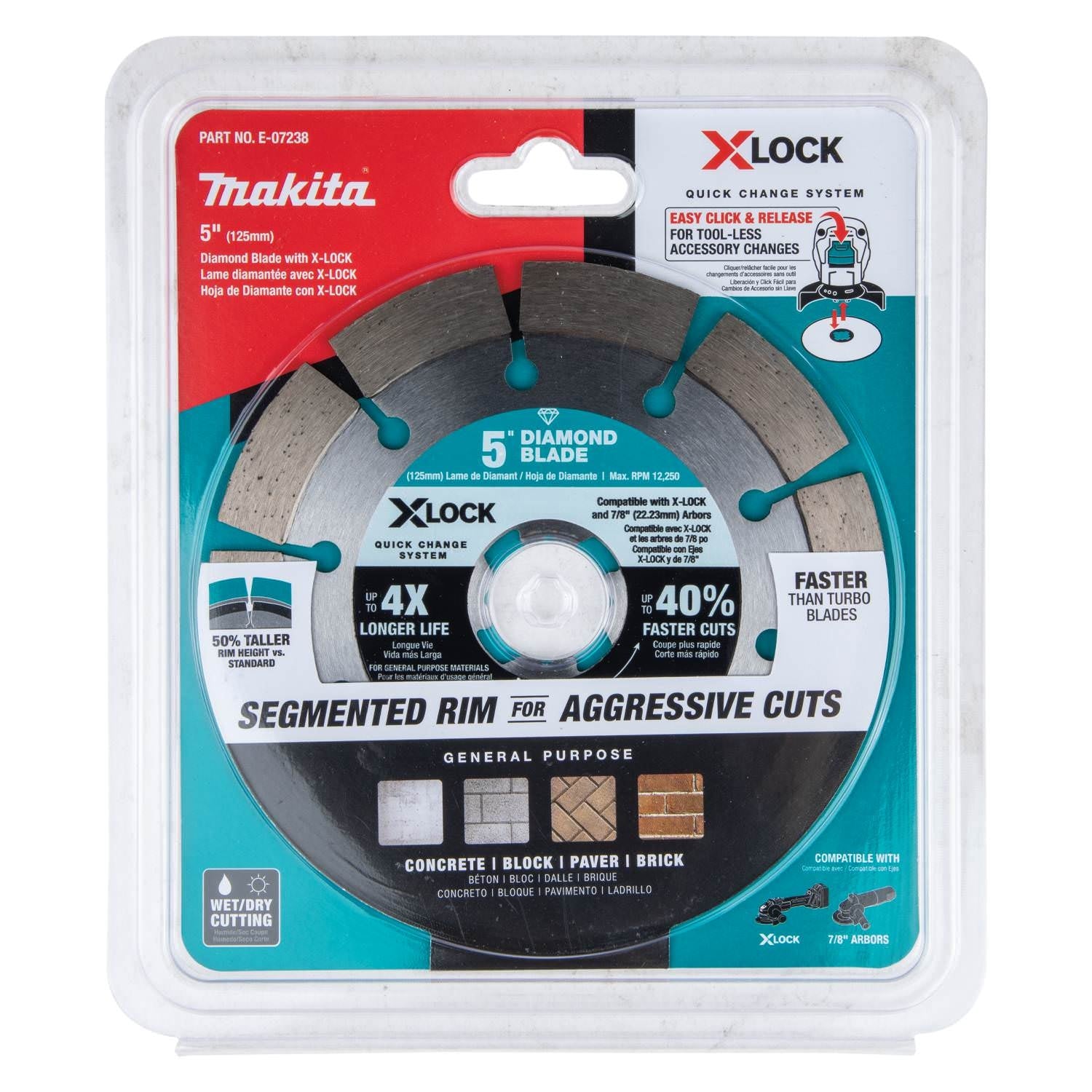 Makita E-07238 X-LOCK 5" Segmented Diamond Blade for Masonry Cutting