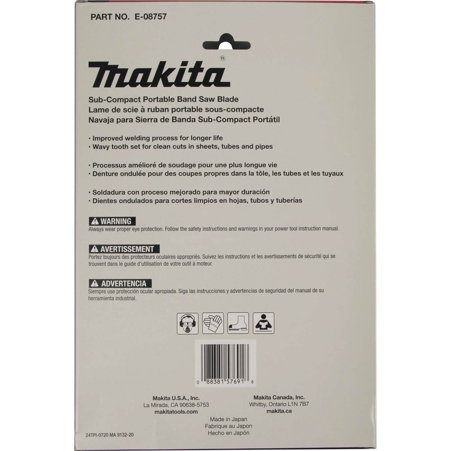 Makita E-08757 28-3/4" 24 TPI Bi-Metal Sub-Compact Portable Band Saw Blade, 5/pk