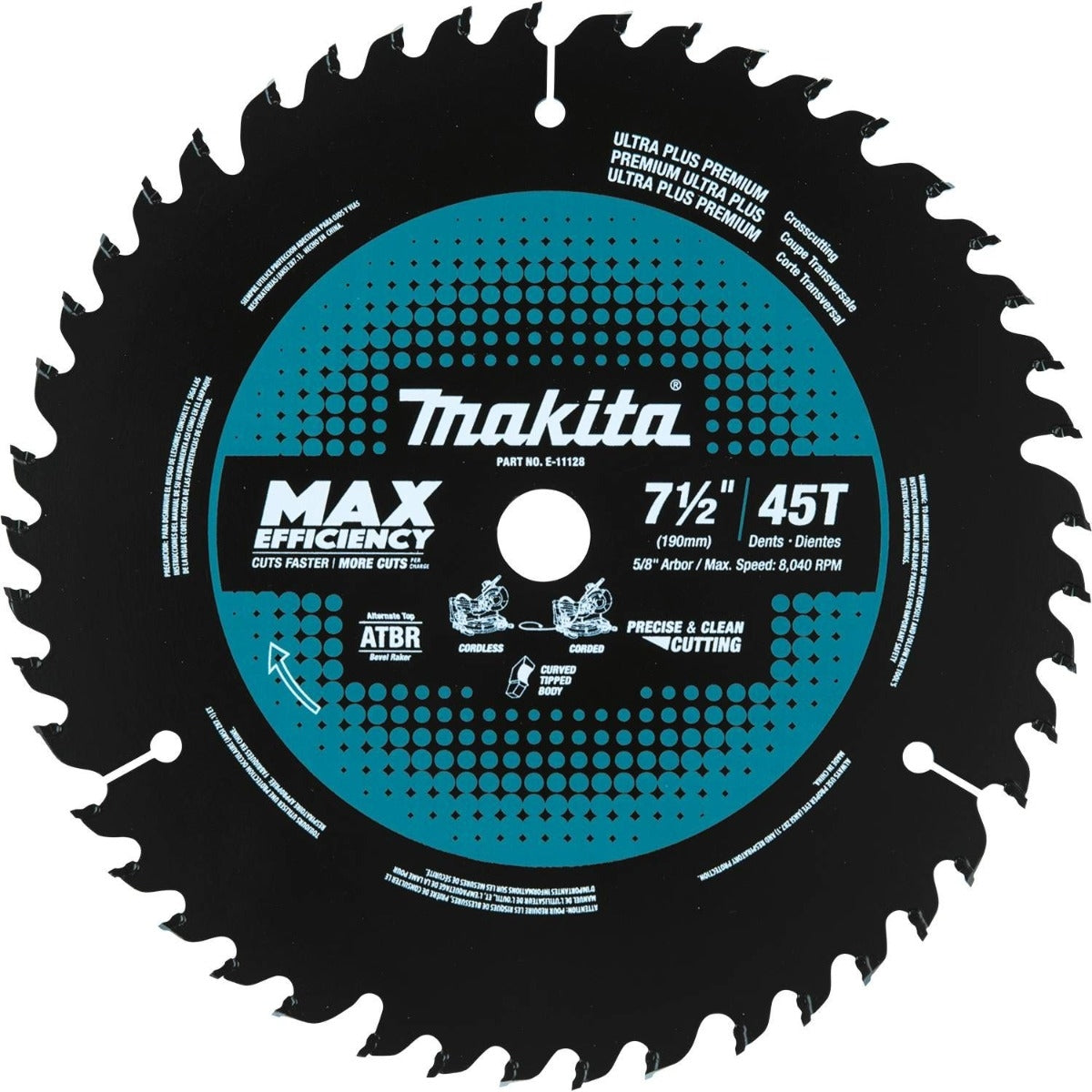 Makita E-11128 7-1/2" 45T Carbide-Tipped Max Efficiency Miter Saw Blade