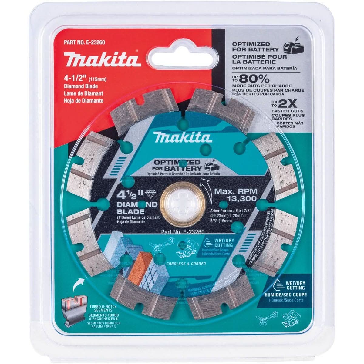 Makita E-23260 4-1/2" Thin Kerf Diamond Blade, Segmented, General Purpose