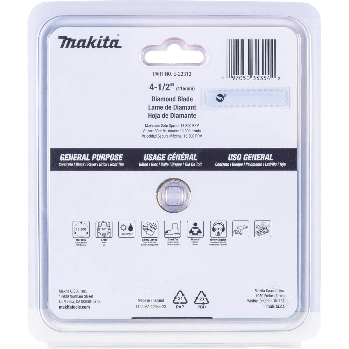 Makita E-23313 4-1/2" Diamond Blade, Segmented Turbo, General Purpose