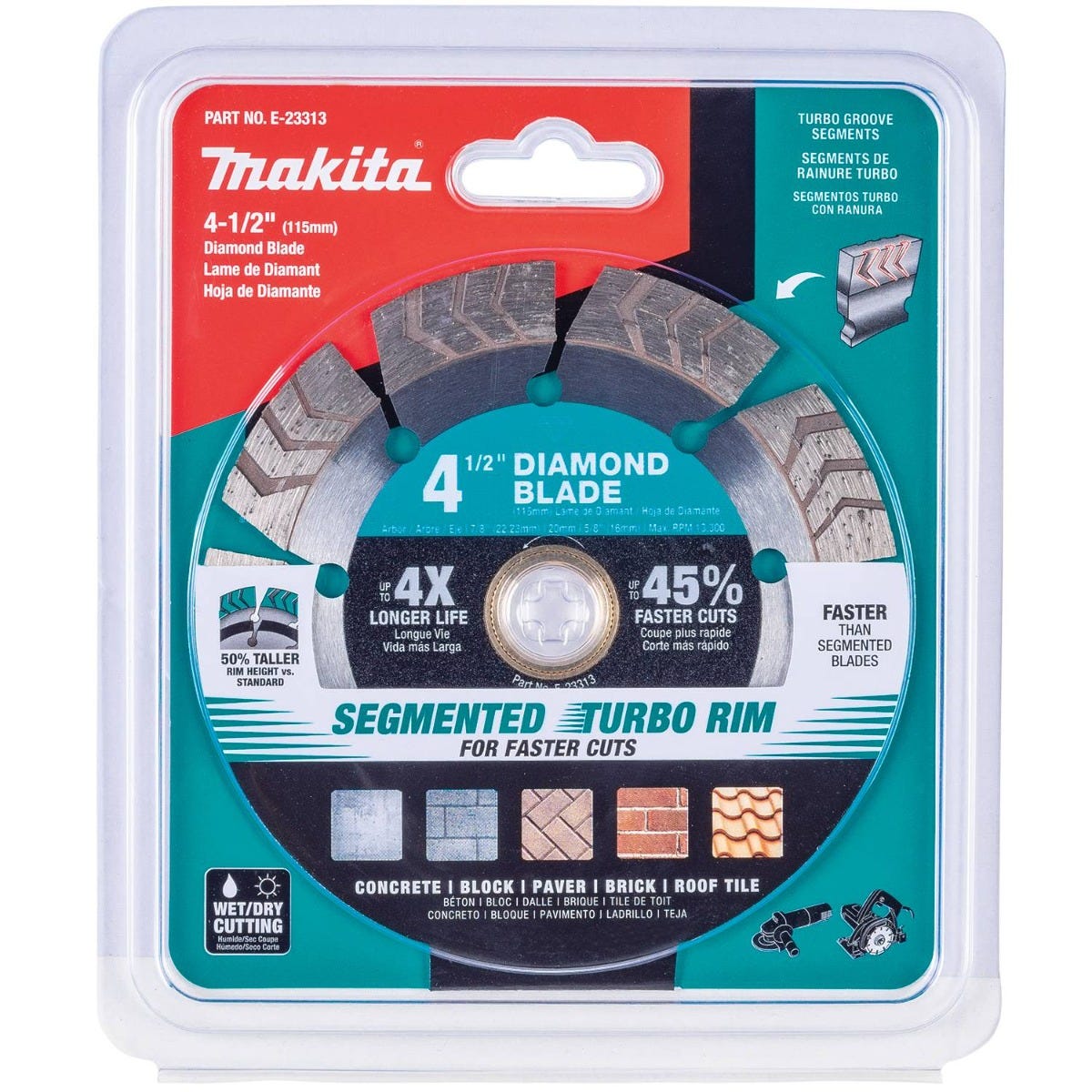 Makita E-23313 4-1/2" Diamond Blade, Segmented Turbo, General Purpose