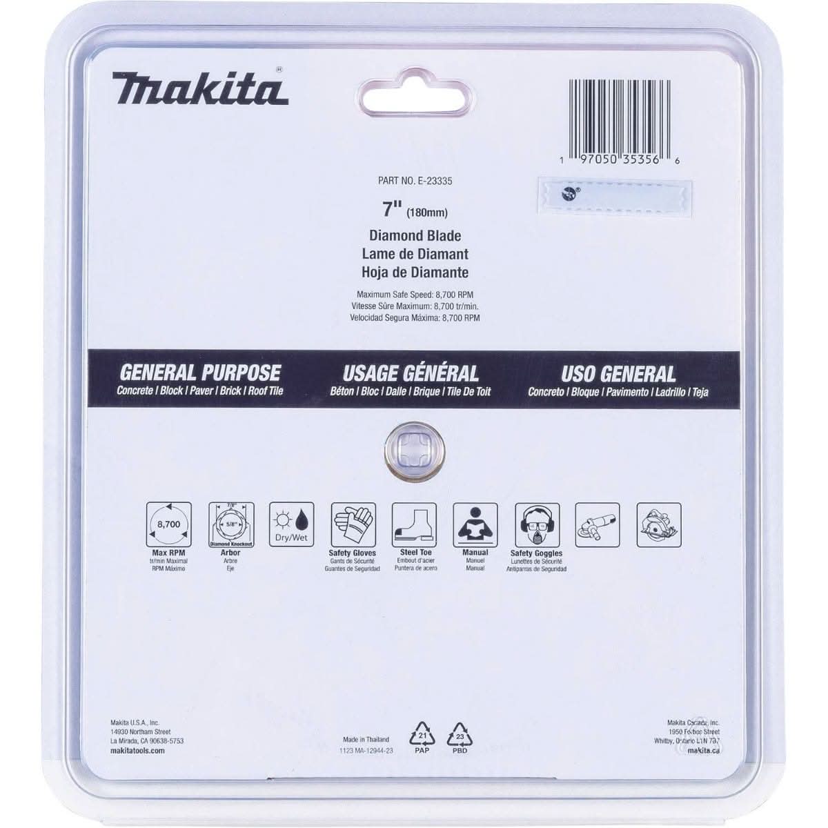 Makita E-23335 7" Diamond Blade, Segmented Turbo, General Purpose