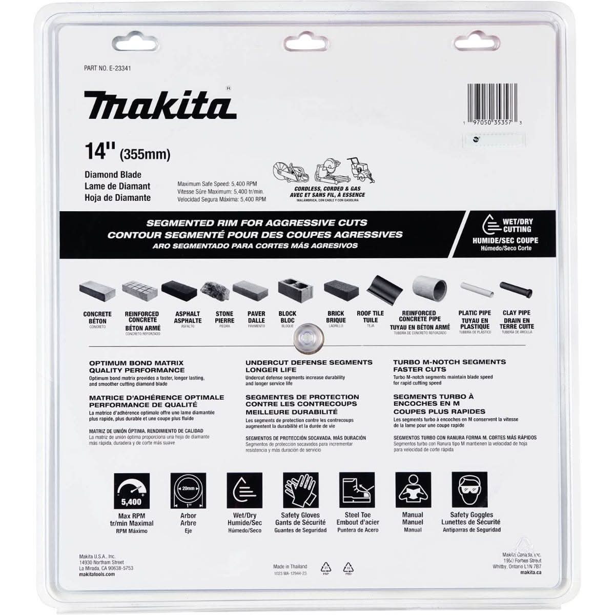 Makita E-23341 14" All-Cut Diamond Blade, Segmented, General Purpose