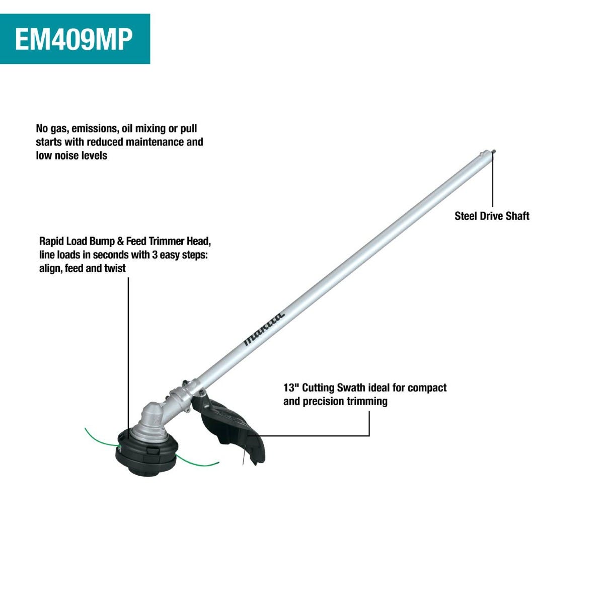 Makita XUX02SM1X5 18V LXT Brushless Couple Shaft Power Head Kit w/ String Trimmer, Pole Saw & Articulating Hedge Trimmer Attachments (4.0Ah)
