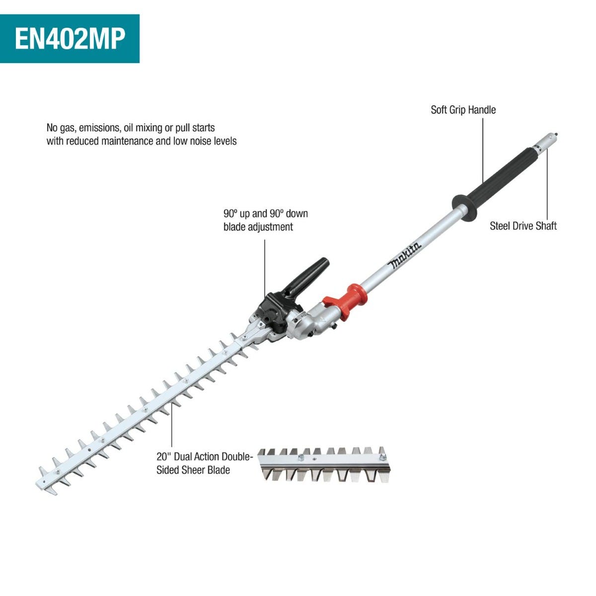 Makita XUX02SM1X5 18V LXT Brushless Couple Shaft Power Head Kit w/ String Trimmer, Pole Saw & Articulating Hedge Trimmer Attachments (4.0Ah)