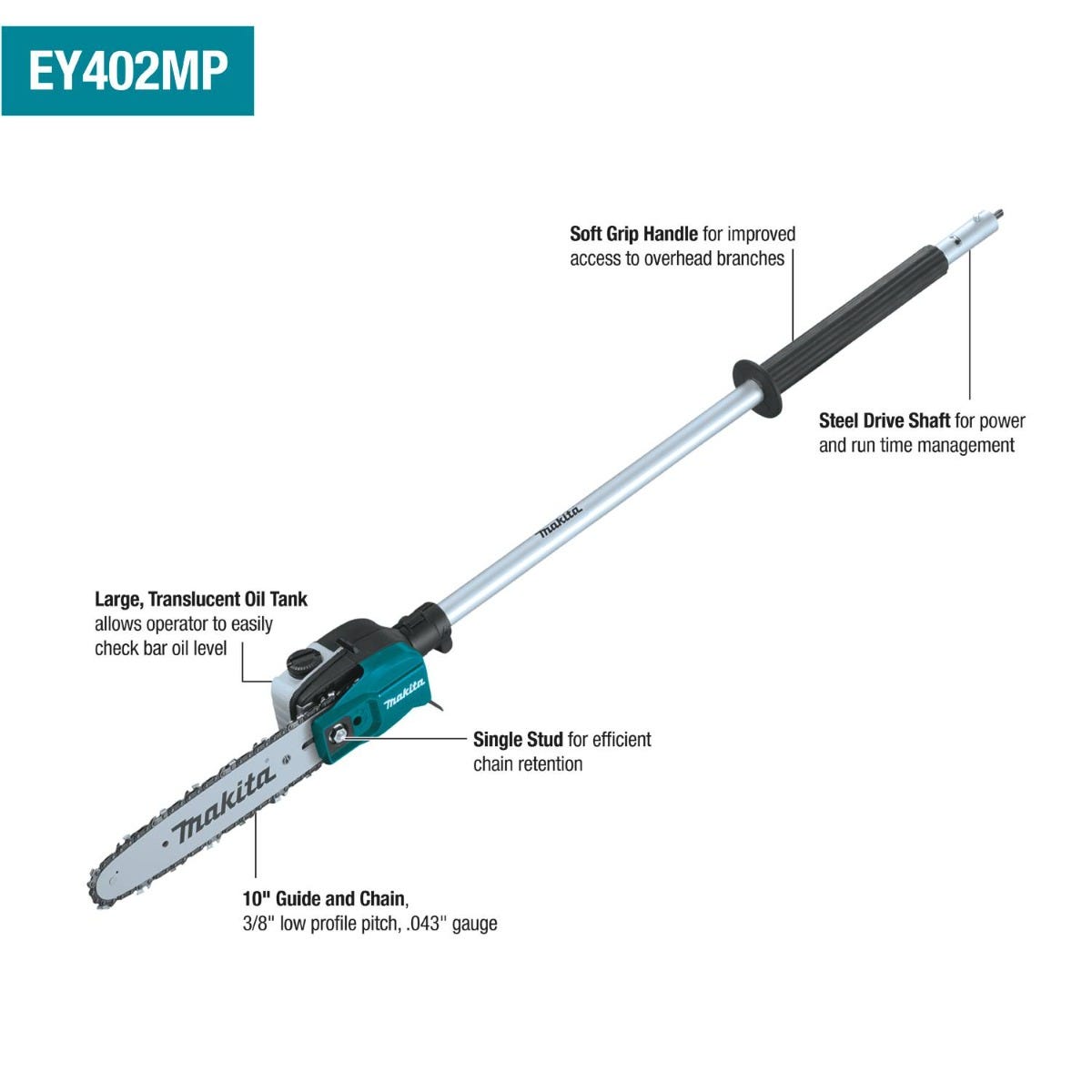 Makita XUX02SM1X5 18V LXT Brushless Couple Shaft Power Head Kit w/ String Trimmer, Pole Saw & Articulating Hedge Trimmer Attachments (4.0Ah)