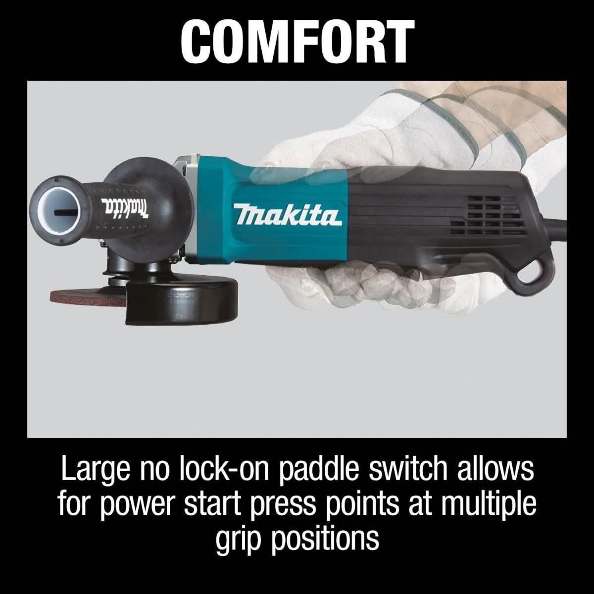 Makita GA4553R 4-1/2" Paddle Switch Angle Grinder, with Non-Removable Guard