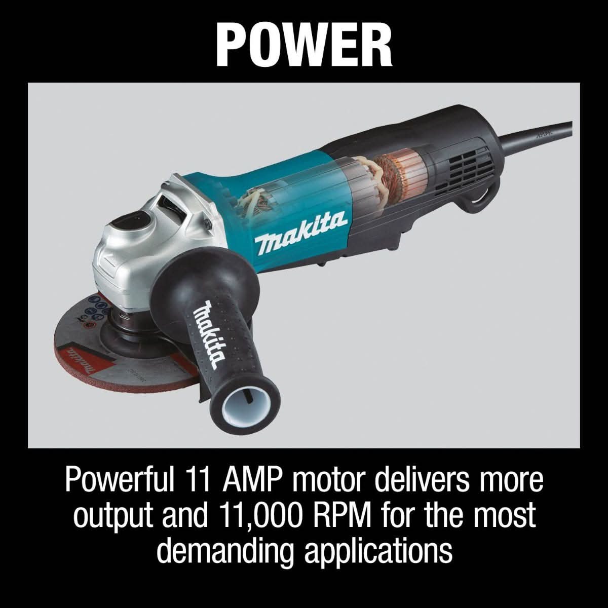 Makita GA4553R 4-1/2" Paddle Switch Angle Grinder, with Non-Removable Guard