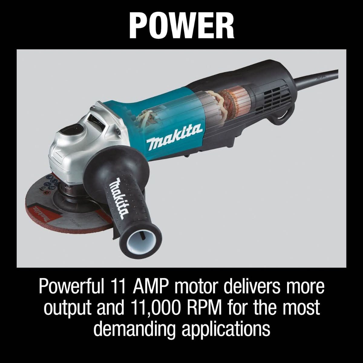 Makita GA5052 4-1/2" / 5" Paddle Switch Angle Grinder, with AC/DC Switch