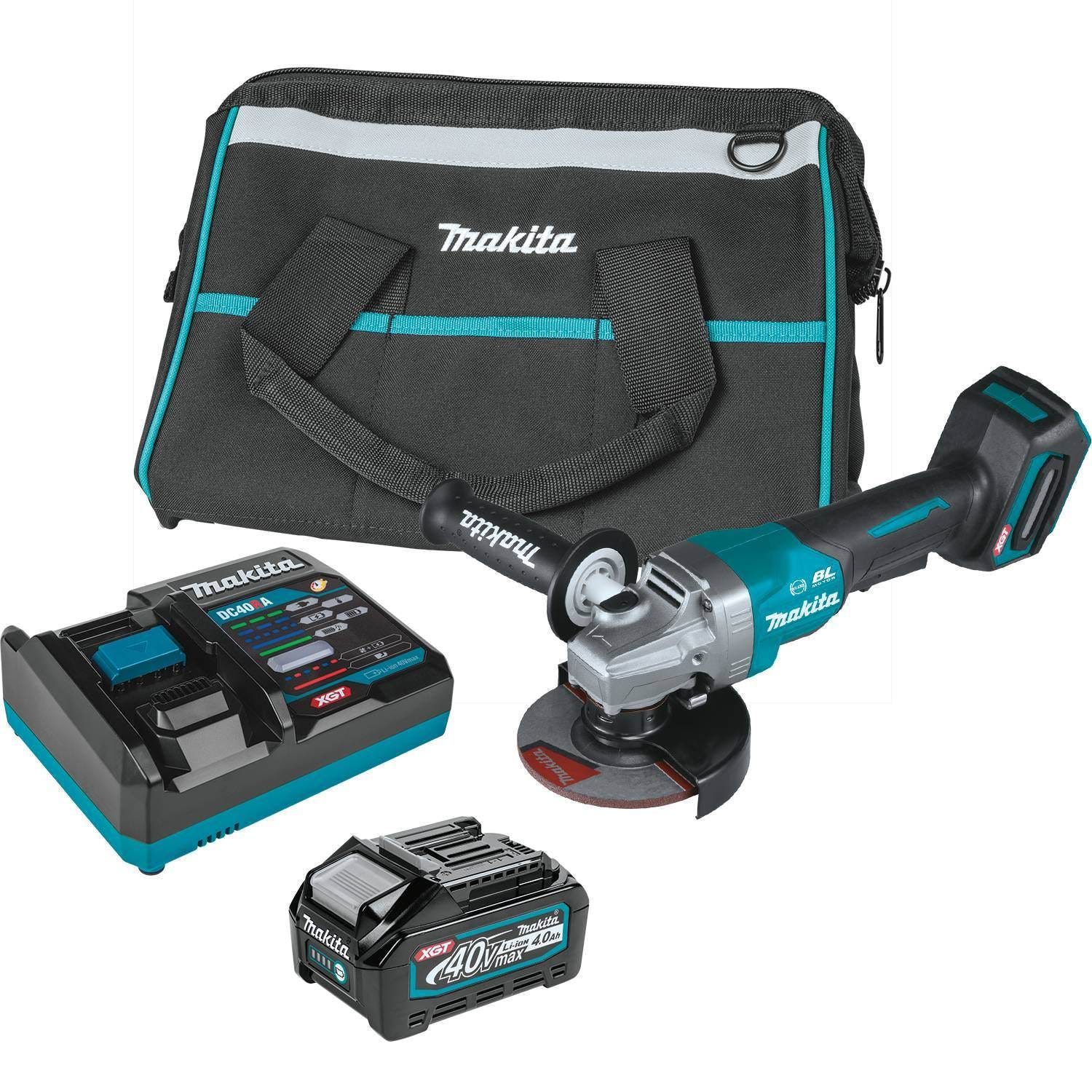 Makita GAG03M1 40V max XGT Brushless Cordless 4-1/2" / 5" Paddle Switch Angle Grinder Kit, with Electric Brake (4.0Ah)