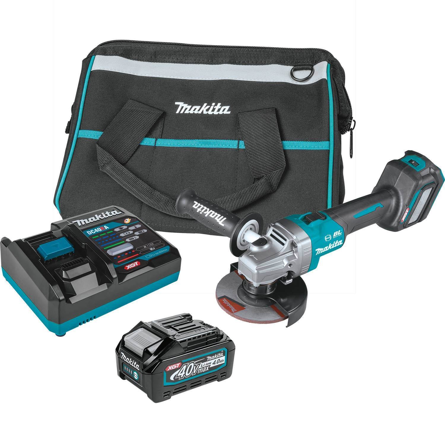 Makita GAG04M1 40V max XGT Brushless Cordless 4-1/2" / 5" Angle Grinder Kit, with Electric Brake, AWS Capable (4.0Ah)