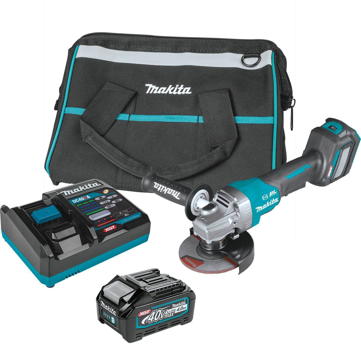 Makita GAG06M1 40V max XGT Brushless Cordless 4-1/2" / 5" Paddle Switch Angle Grinder Kit, with Electric Brake, AWS Capable (4.0Ah)